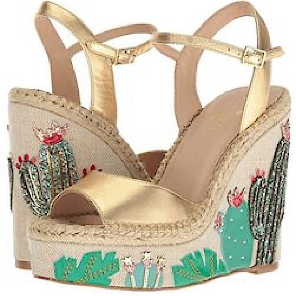 Kate Spade Dallas Glitter Cactus Platform Wedge Sandals